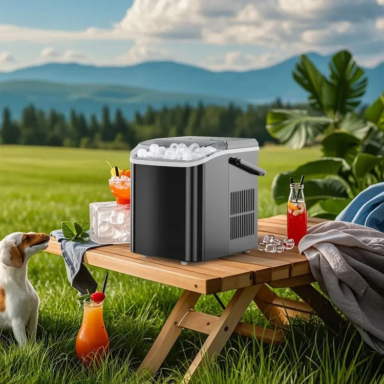 Portable Countertop Ice Maker with Ice Scoop, 9 Bullet Ice in 6 Mins,