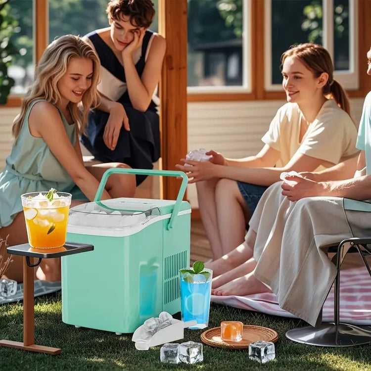Portable Countertop Ice Maker with Ice Scoop, 9 Bullet Ice in 6 Mins,
