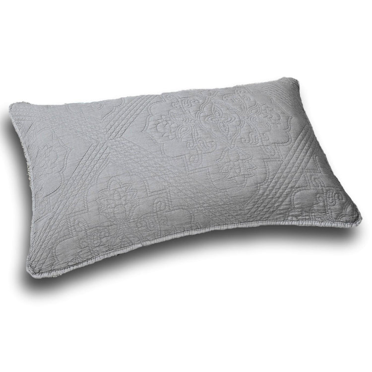 DaDa Bedding Floral Stone Wash Grey Diamond Pattern Quilted King Size